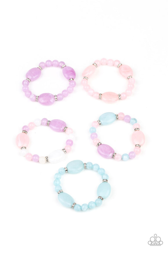 Starlet Shimmer Glass-Like Beaded/ White Rhinestones Bracelets