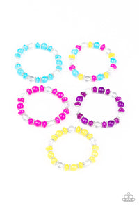 Starlet Shimmer Glassy Bead Silver Studded Accent Bracelets