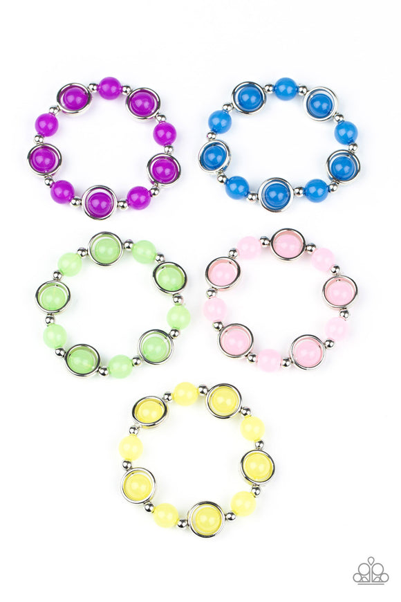 Starlet Shimmer Glassy Beads With Silver Rings Bracelets