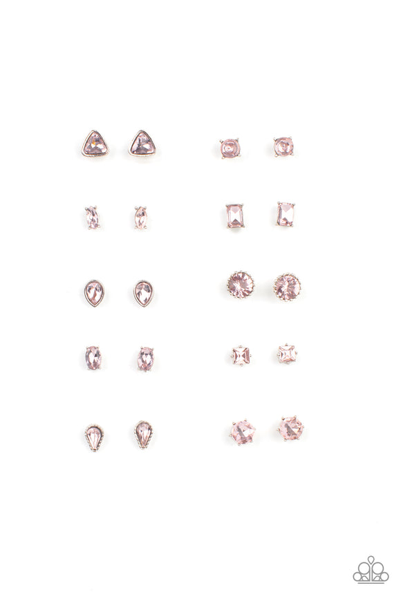 Starlet Shimmer Glittery Pink Rhinestone Centers Earrings