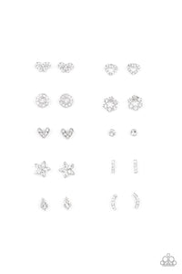 Starlet Shimmer Silver Frame With Dainty White Rhinestones Earrings
