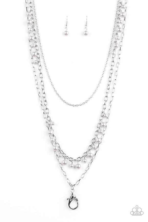 Pearl Pageant Lanyard - Silver